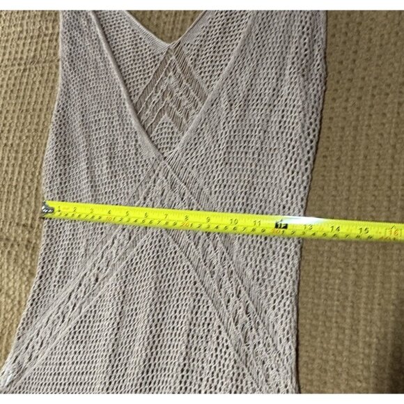 XunZrun mesh open knit tank coverup dress boho minimalist Beach Size M Tan NWT - Picture 6 of 8